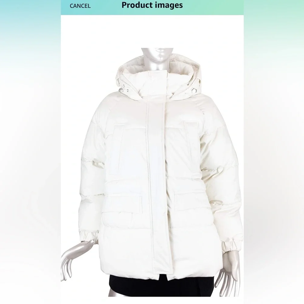 Zara oversized hooded ecru cream neutral puffer jacket Parka pocket size XS NWT - Picture 16 of 16